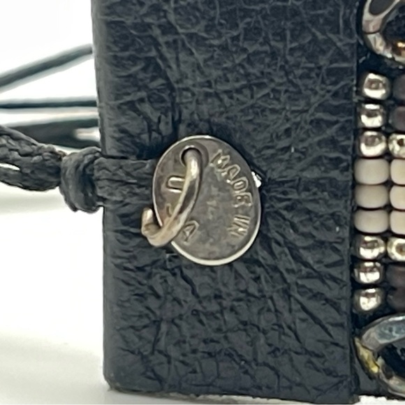 K&Z Leather Beaded Bracelet Black White Signed - Picture 4 of 8